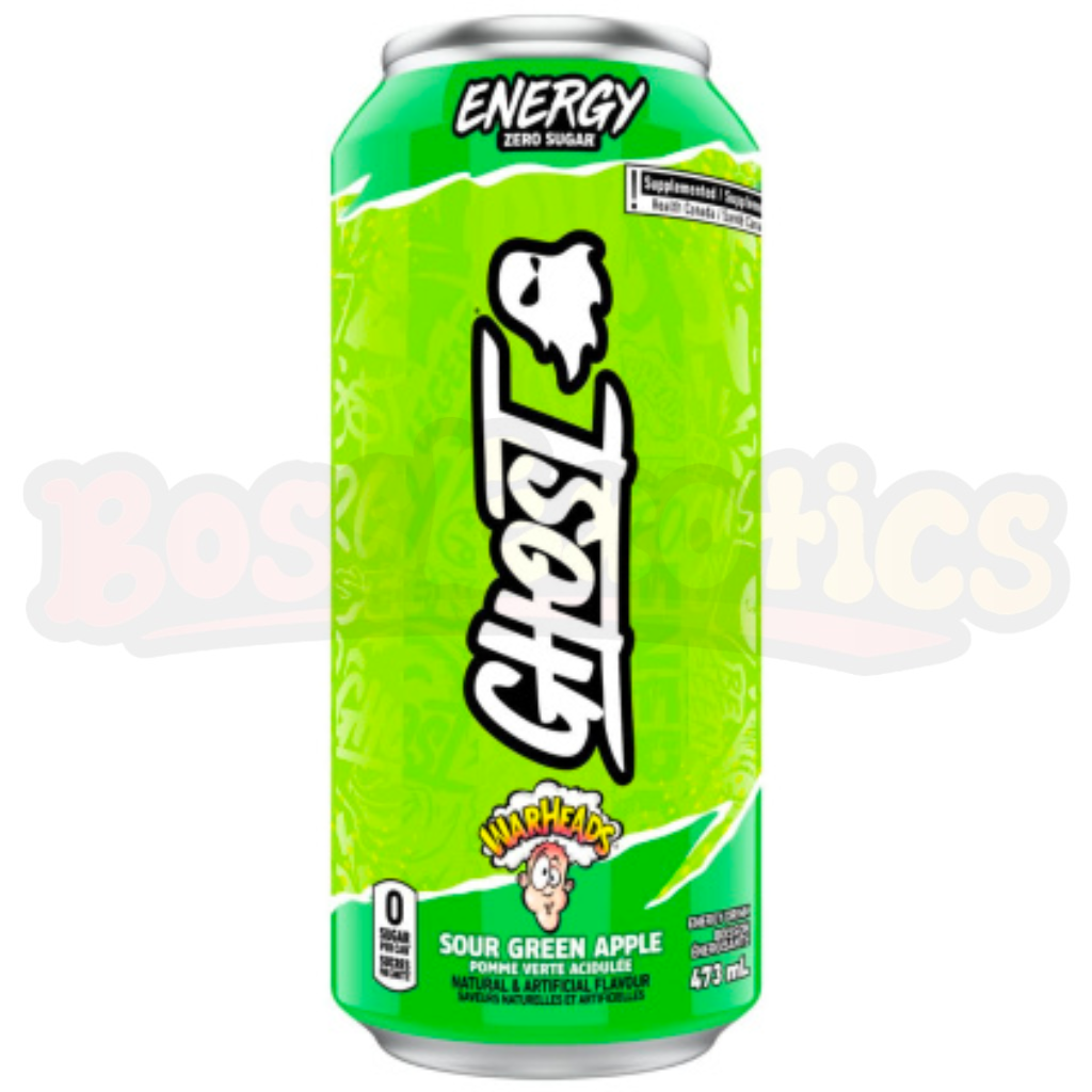 GHOST Energy Drink Warheads Sour Green Apple (473ml) : Canadian
